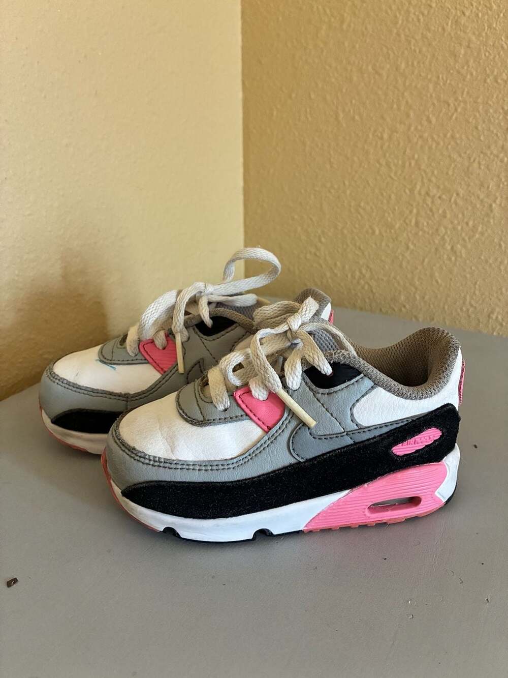 Nike Air Max 90 Toddler Shoes White Grey Black Pink
